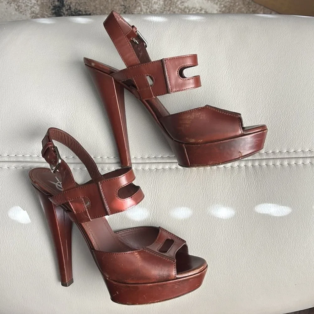 YSL platform sandals, size 35 1/2 chocolate brown